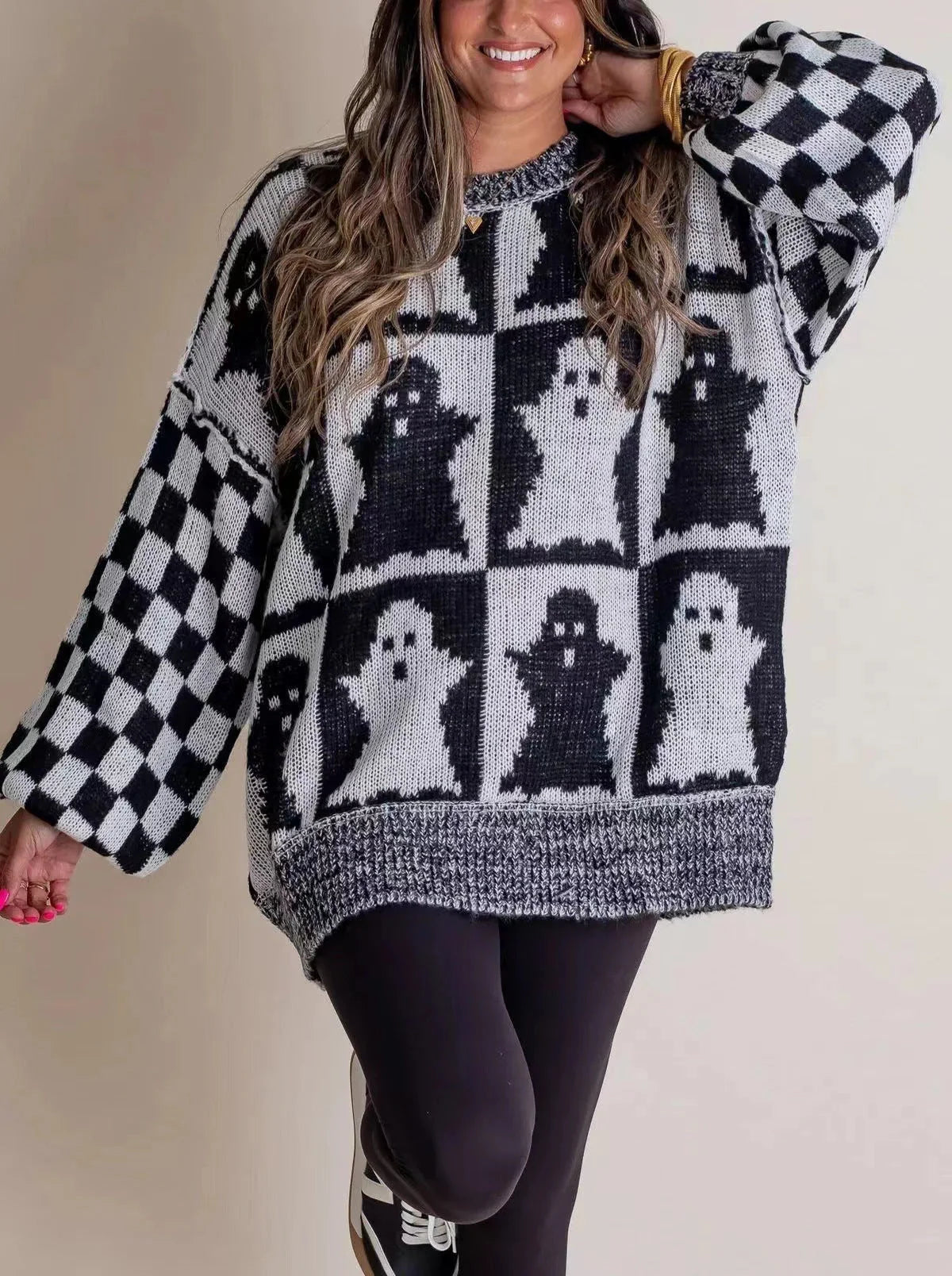 Halloween Cartoon Pumpkin Ghost Sweater in various colours