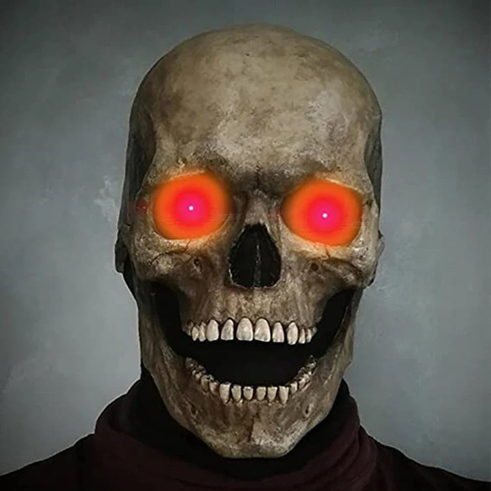 Creepy skeletal horror mask with movable jaw - perfect for Halloween costume and cosplay