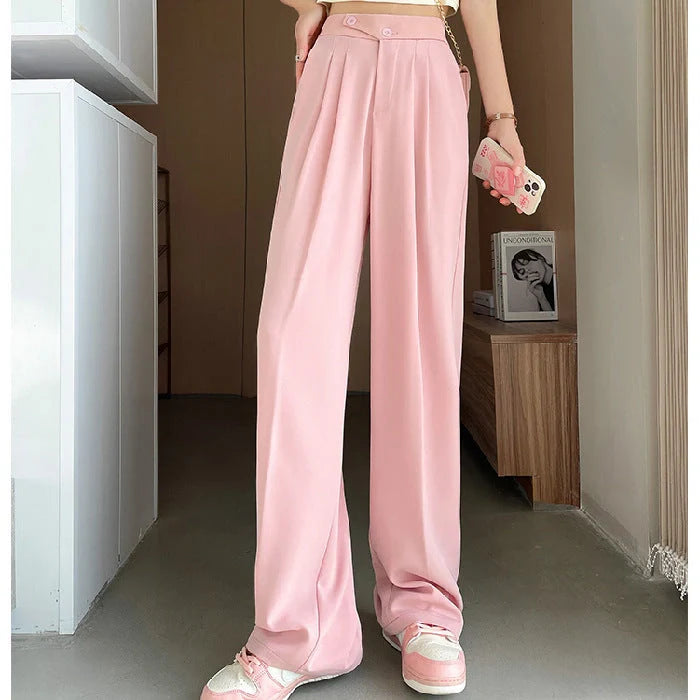 Women's high waist loose drape suit wide leg pants in various colours