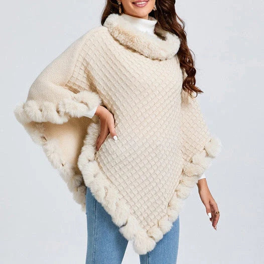 Luxurious rabbit fur wrap shawl in various colours, featuring a soft, cosy collar and a flattering cropped fit for a chic, polished look.