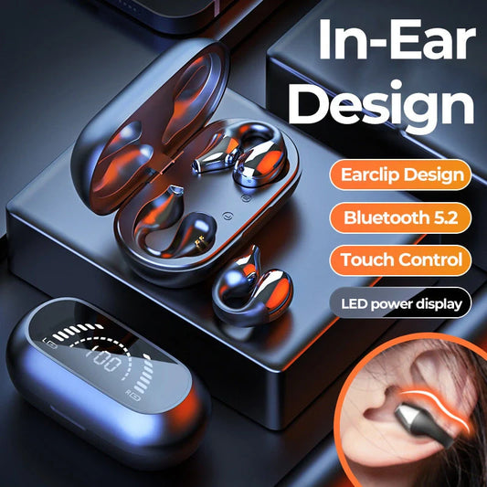 Bluetooth 5.2 bone conduction headphones in white and black with HIFI sound