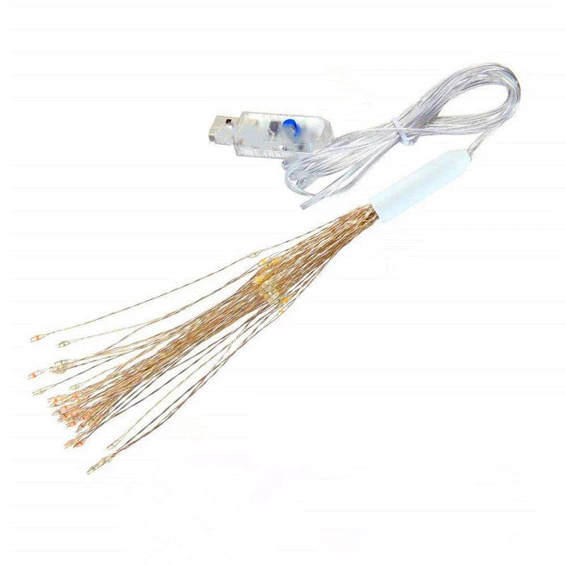 Enchanting copper wire fireworks lights with a dazzling array of colors, perfect for festive celebrations and holiday decorations