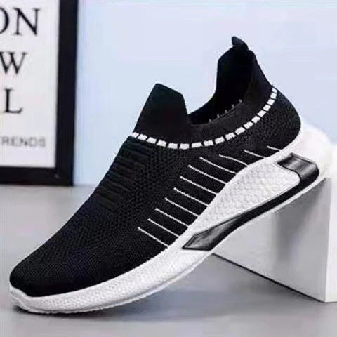 Men's breathable mesh sock shoes with striped design for outdoor activities