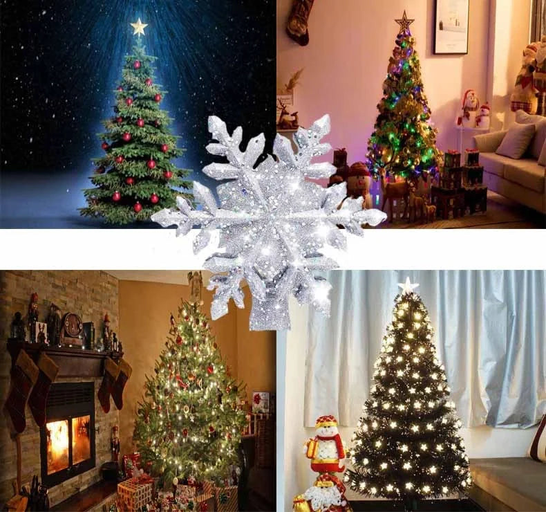 LED Projection Christmas Tree Topper with snowflake and star designs for festive decoration