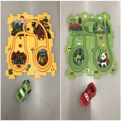DIY Assembly Electric Railroad Speeder Toy with multiple track configurations