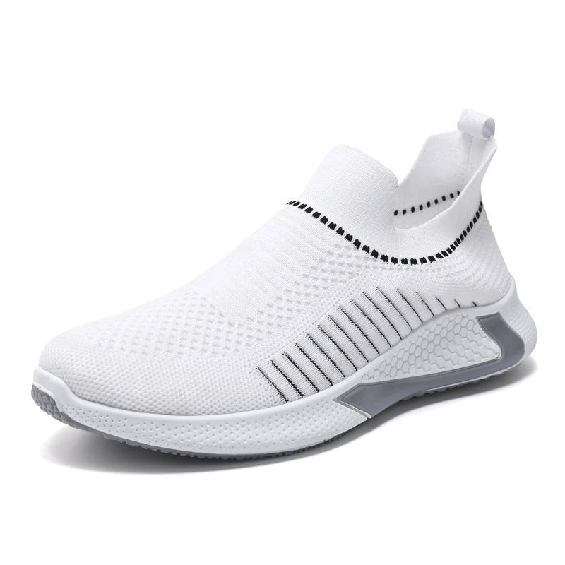 Men's breathable mesh sock shoes with striped design for outdoor activities