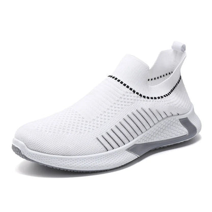 Men's breathable mesh sock shoes with striped design for outdoor activities