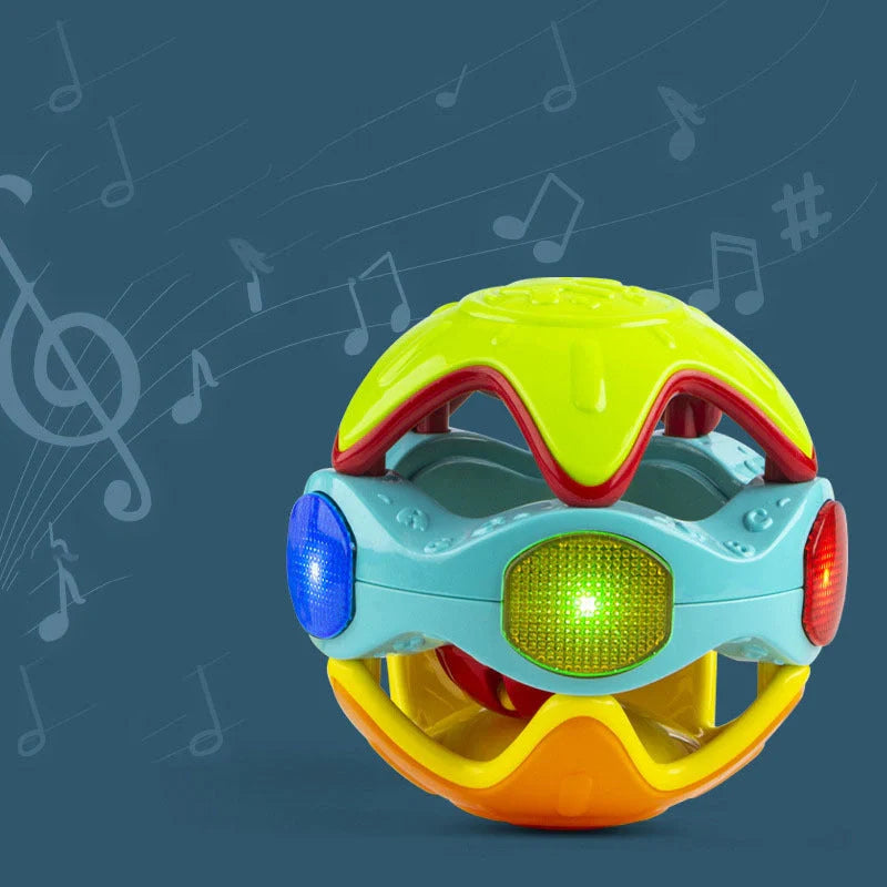 Bright yellow and orange baby rolling ball educational toy
