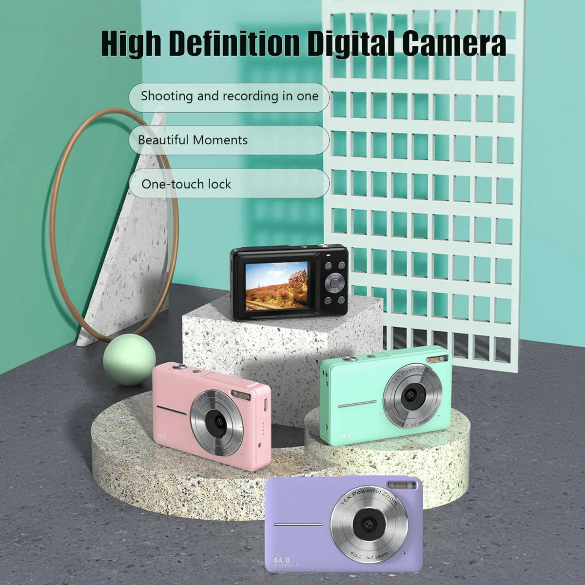 Kids' HD mini digital camera for capturing high-quality photos and videos