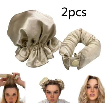 Heatless curl stick with cloth cover for safe overnight hair styling