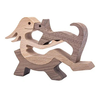 Nordic style wooden desktop ornament with animal design and polished finish