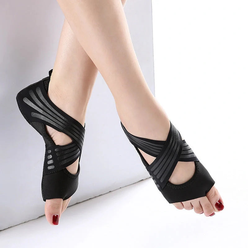 Professional Non-slip Gym Yoga Shoes in black, green, and rose red with anti-slip silicone sole