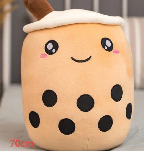 Strawberry Milk Tea Plush Boba Toy Pillow in various colours and sizes