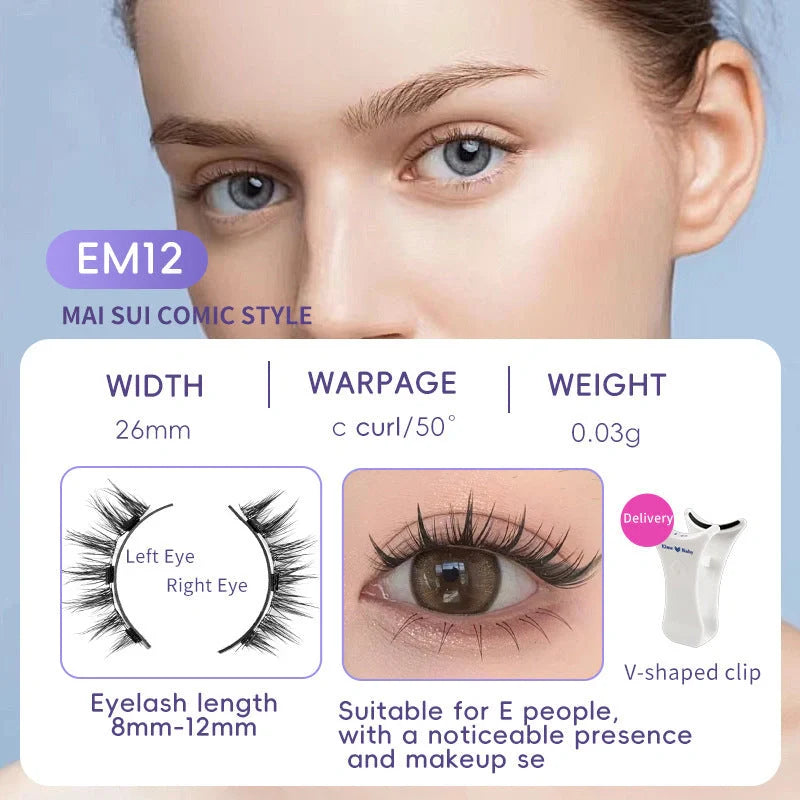 Premium magnetic suction false eyelashes in mink hair for a natural, glamorous look