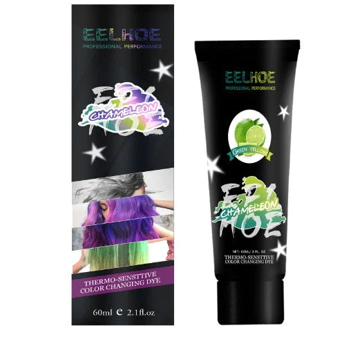 Professional thermochromic hair dye cream with colour change effect