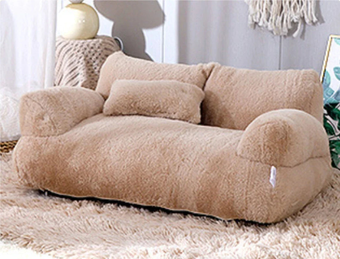 Cozy and comfortable pet lounger with plush backrest, non-slip bottom, and moisture-resistant design for cats and small dogs