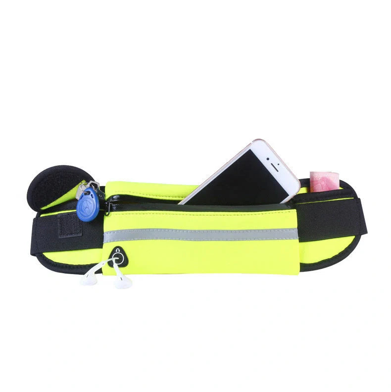 Slim nylon fitness waist bag with zipper pocket for secure storage during sports