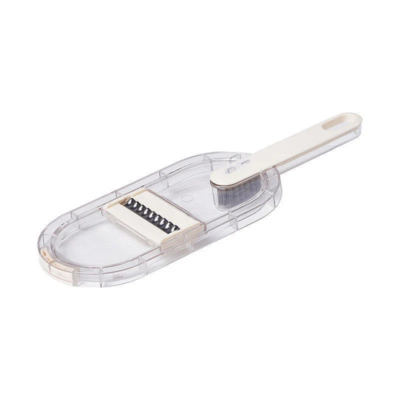 Versatile vegetable chopper with various blades, basket, and cleaning brush - efficient tool for slicing, dicing, shredding, and more