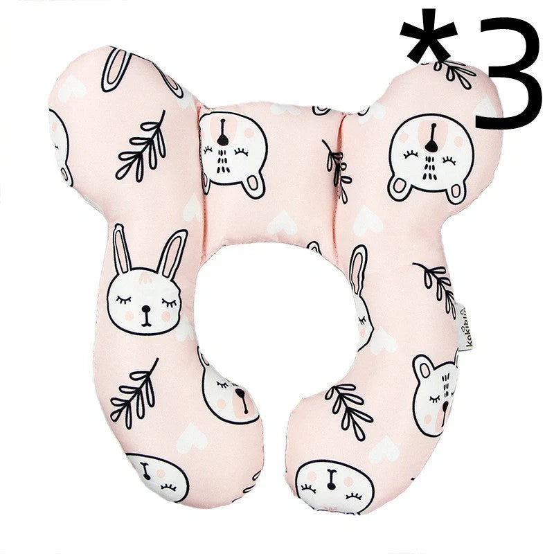 U-shaped baby head support pillow in pure cotton for car safety seats
