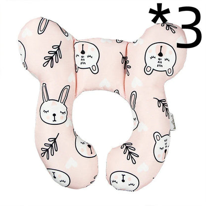 U-shaped baby head support pillow in pure cotton for car safety seats