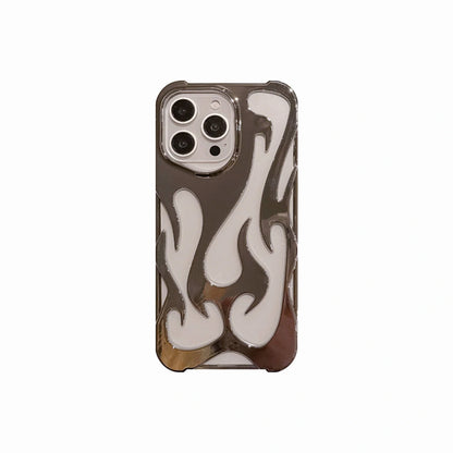 Premium electroplated iPhone case with hollow flame pattern for heat dissipation