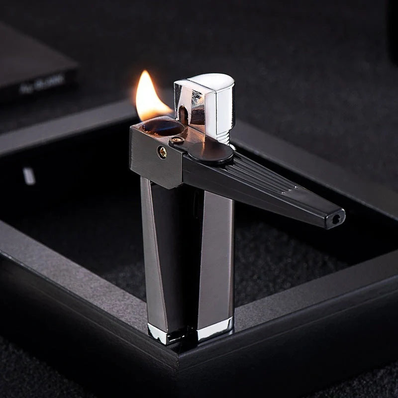 Foldable metal pipe lighter with stash compartment - eco-friendly smoking gadget