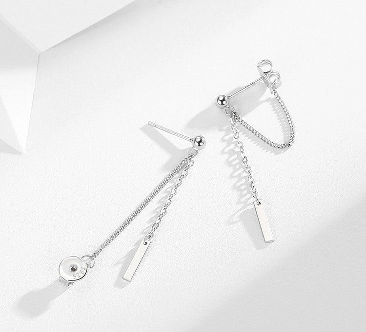 Elegant tasseled stud earrings featuring a contemporary geometric design in silver, gold, and 925 sterling silver finishes