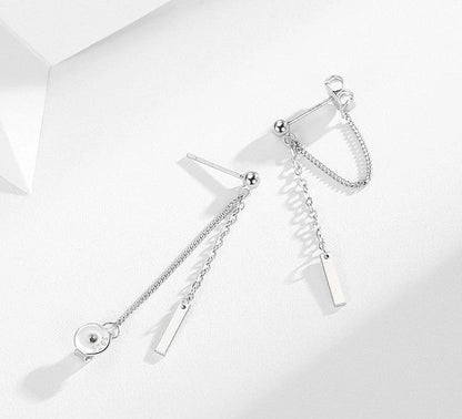 Elegant tasseled stud earrings featuring a contemporary geometric design in silver, gold, and 925 sterling silver finishes