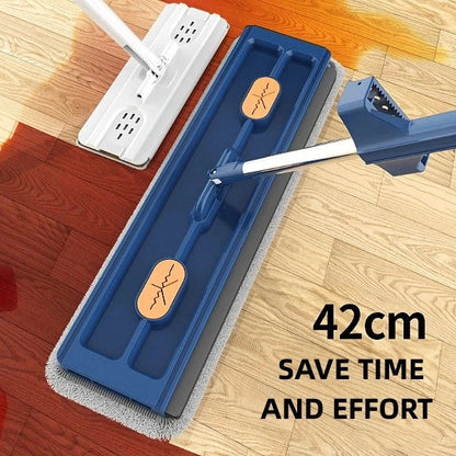 Premium 360° Rotating Flat Mop with Stainless Steel Handle and Self-Dewatering Scraper for Effortless Floor Cleaning