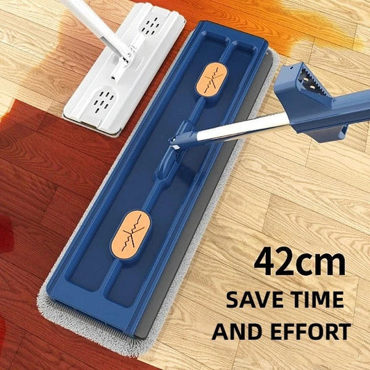 Premium 360° Rotating Flat Mop with Stainless Steel Handle and Self-Dewatering Scraper for Effortless Floor Cleaning