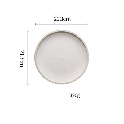 Pure Colour Matte Ceramic Plate Set with sesame point glaze in pink, grey, white, and blue