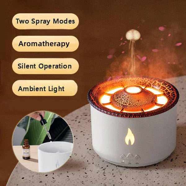 Ultrasonic Essential Oil Diffuser with Relaxing Flame and Jellyfish Smoke Ring Effects
