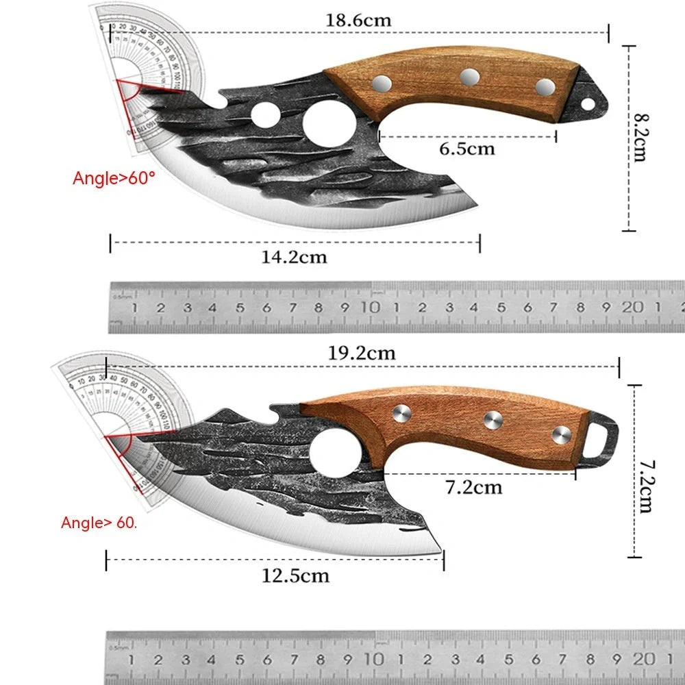 Premium forged boning knife with unique cutout design for effortless meat preparation in the UK
