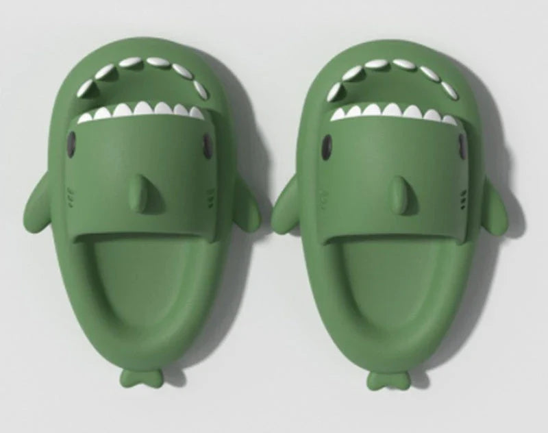 Cozy shark-themed slippers made of plush EVA material for indoor and outdoor wear with customized support