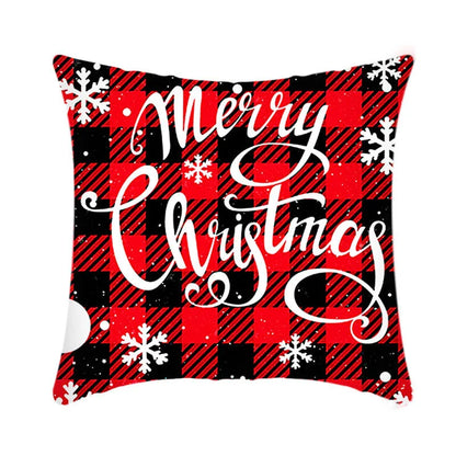 Merry Christmas cushion cover with elk and Santa Claus design in plush fabric