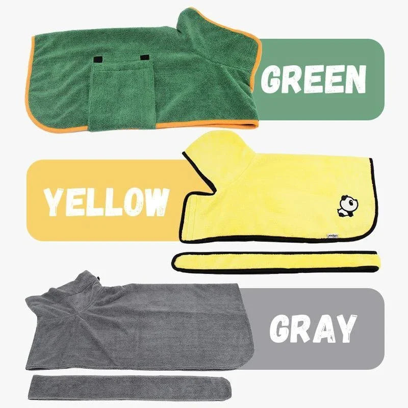 Premium microfiber pet drying bathrobe with adjustable strap and soft lining for superior comfort and absorbency
