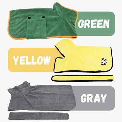 Premium microfiber pet drying bathrobe with adjustable strap and soft lining for superior comfort and absorbency