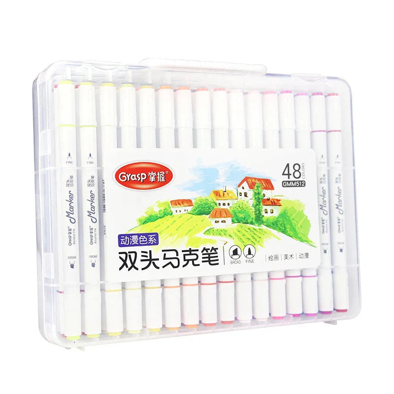 Master Double-headed Marker Art Brush Painting Set Oily 48-color for animation