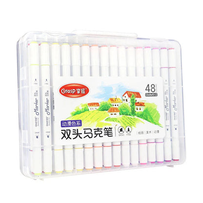 Master Double-headed Marker Art Brush Painting Set Oily 48-color for animation