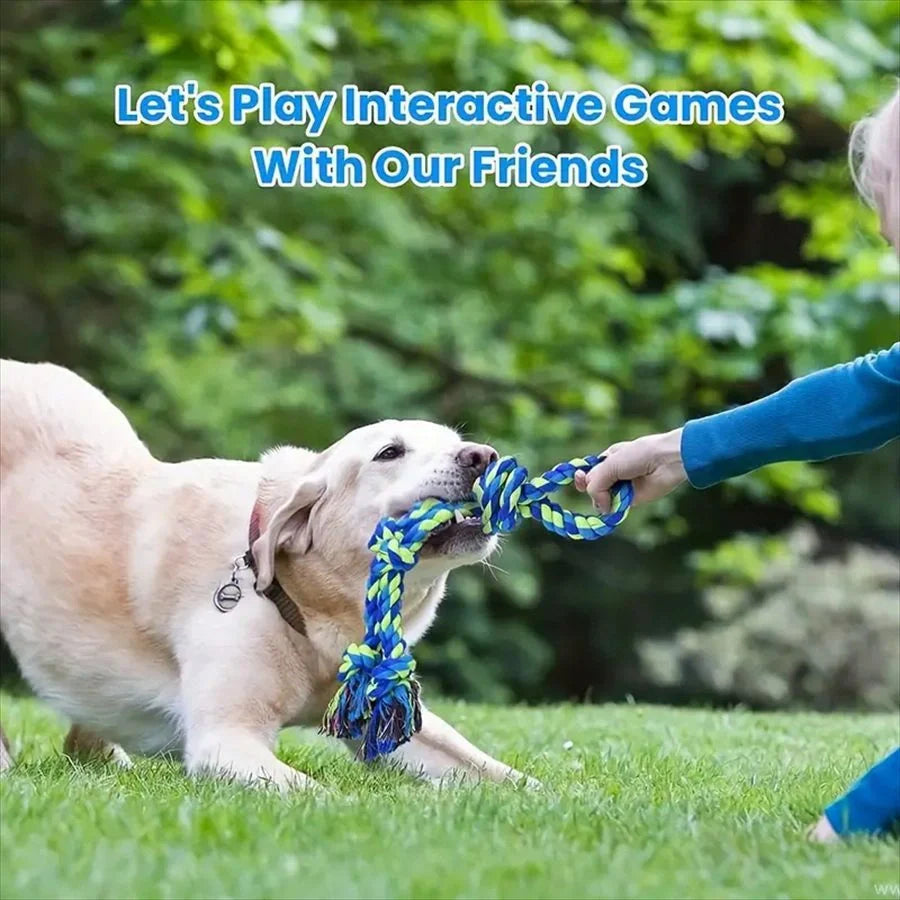 Durable rope knot dog toys for large breeds, promoting dental health and fun play