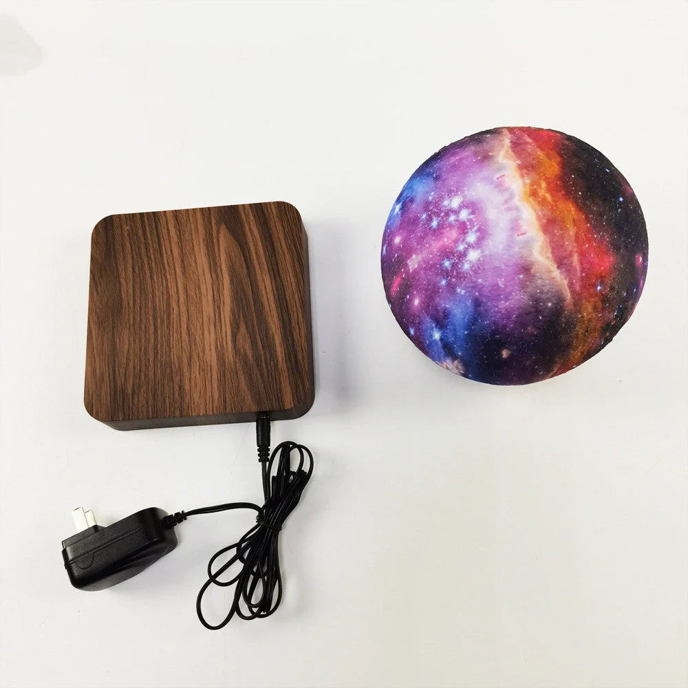 Magnetic Levitation Galaxy Decorative Light floating above base with galaxy effect