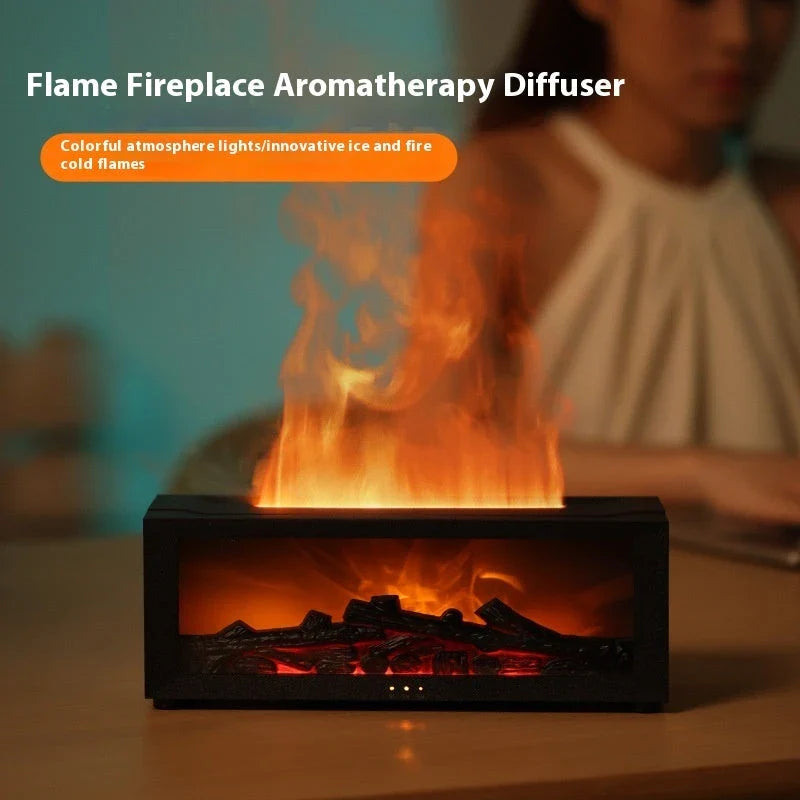 Flame Aromatherapy Diffuser with 3D flame effect, mood lighting, and essential oil diffusion capabilities