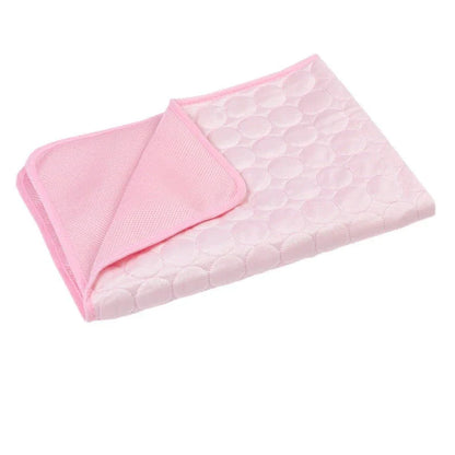 A cooling mat for pets in various sizes and colors, designed to provide refreshing comfort and temperature regulation.