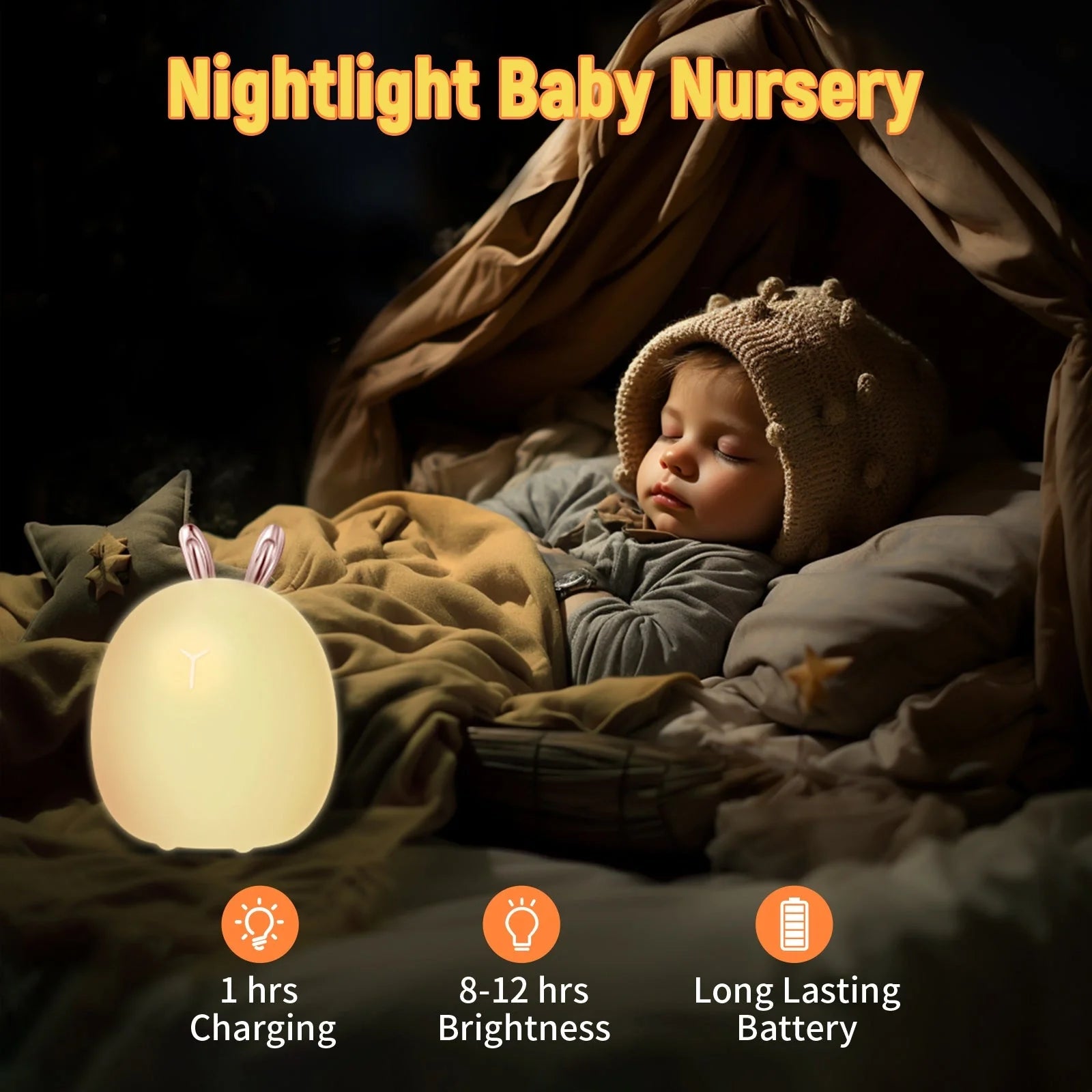 Adjustable silicone night light for baby feeding with deer and rabbit designs