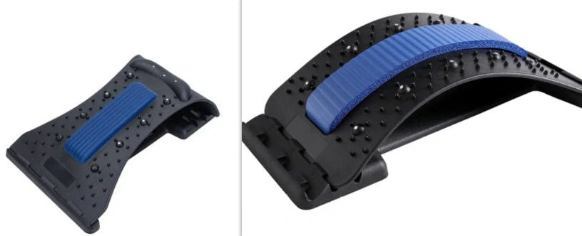 An arc-shaped acupuncture and magnetic therapy cervical spine stretcher with various colour options