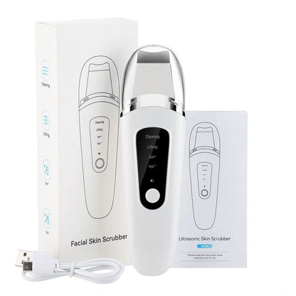 Ultrasonic Skin Scrubber in white for deep facial cleansing and blackhead removal