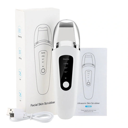 Ultrasonic Skin Scrubber in white for deep facial cleansing and blackhead removal
