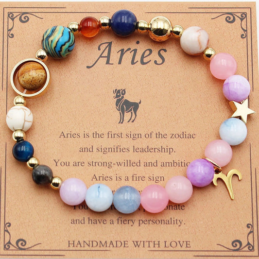 Morgan Stone Beaded Bracelet with twelve constellation designs