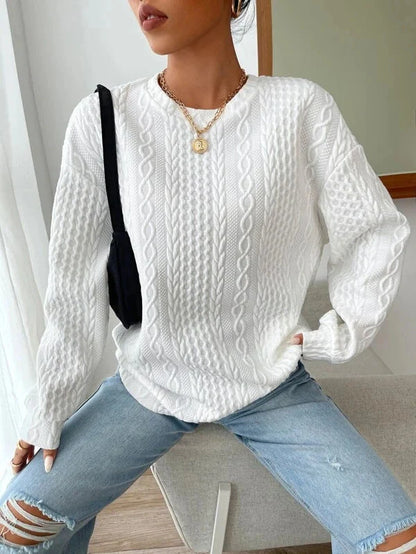 Cosy and stylish women's oversized jacquard hoodie in black, white, and blue colours