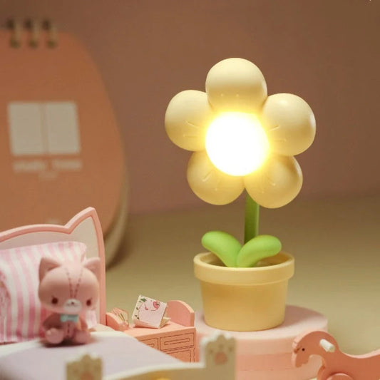 Mini Flower Night Lamp with warm LED light and cute flower design
